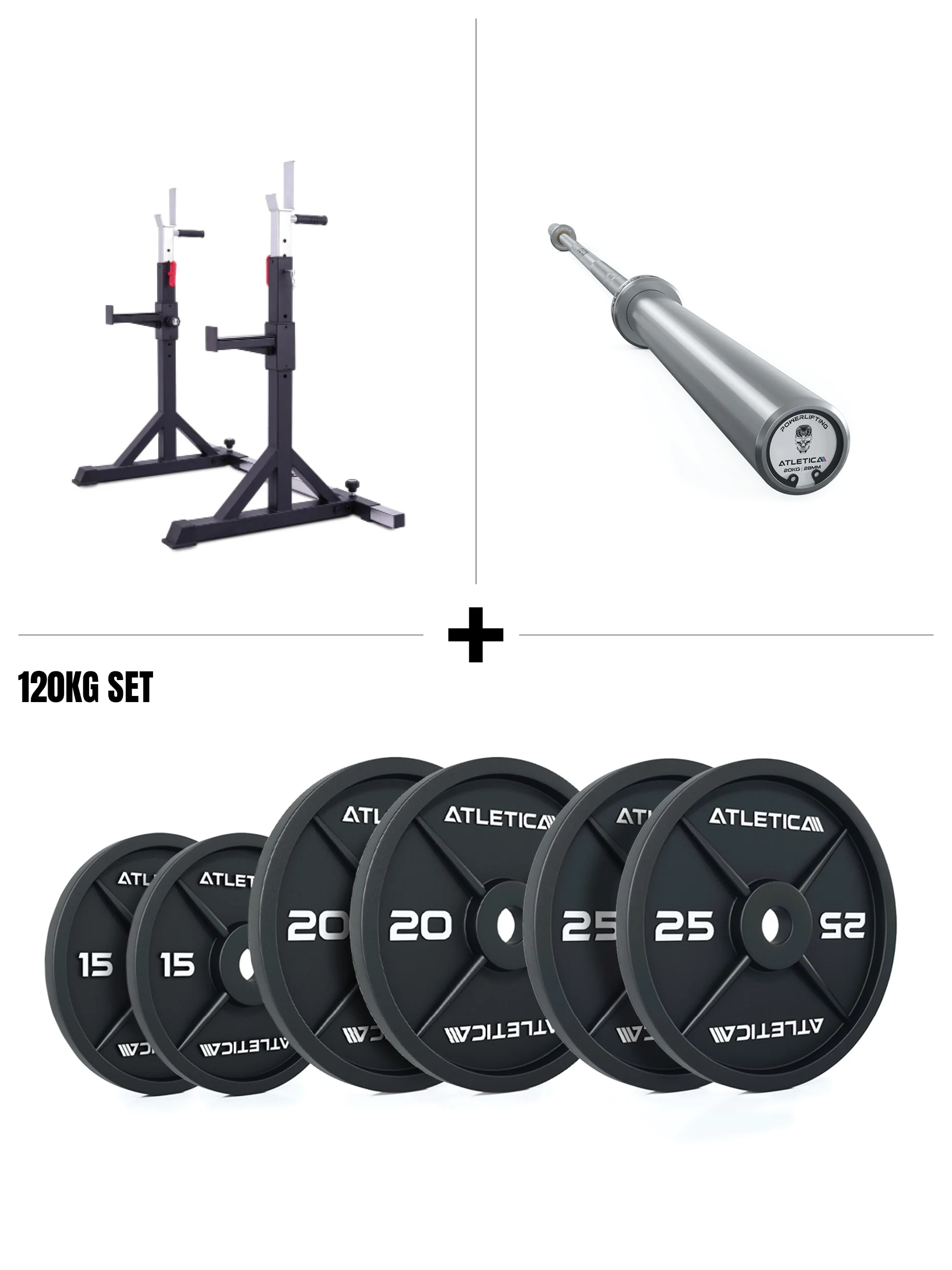 Free Stands Squat Rack SET | Gamma Langhantel | 120kg Iron Plates